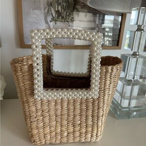 Zara Woven Pearl Basket Bag